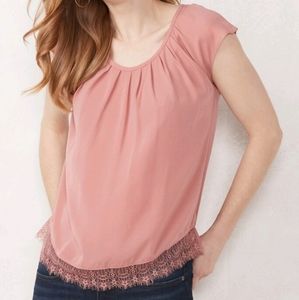 Women's LC Lauren Conrad pleat neck top NWT